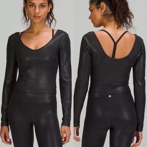 NWT Lululemon Align Long Sleeve Black Shine Crop Top Shirt size 8